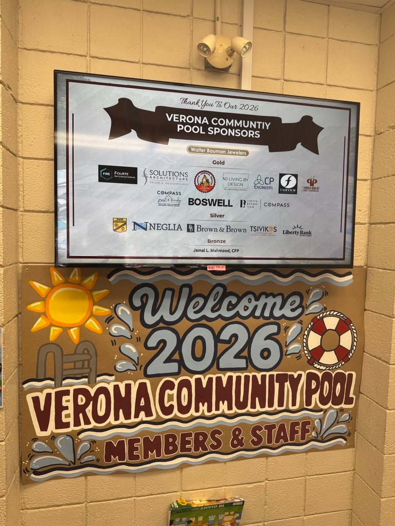 2026 Verona Community Pool sponsor board showing Fourte International in the Gold section